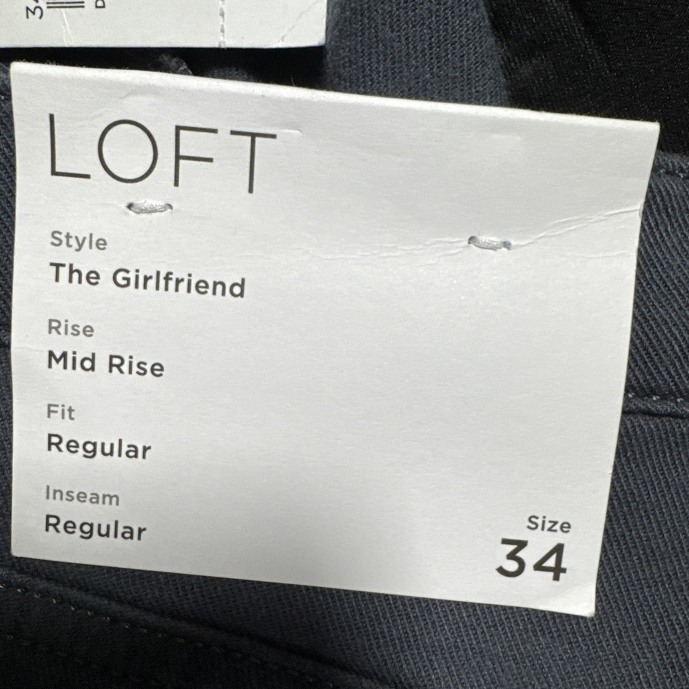 Loft Made & Loved Girlfriend Mid Rise Size 34 18 Dark Grey Pants NWT - Picture 9 of 16